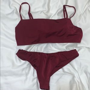Maroon bathing suit